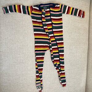 KicKee Pants Print Bamboo Footie with Zipper - Groovy Stripe